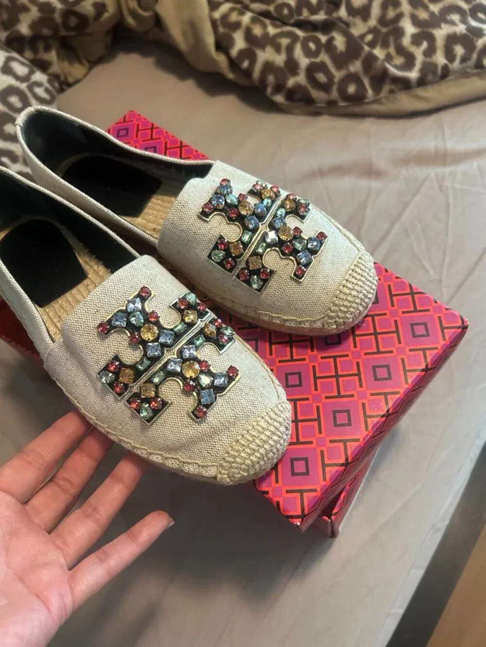 Tory Burch Crystal Espadrille Shoes 6.5